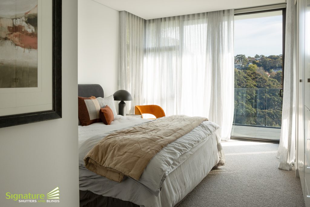 Bedroom with Views - Sheer Curtains and Roller Blinds 1