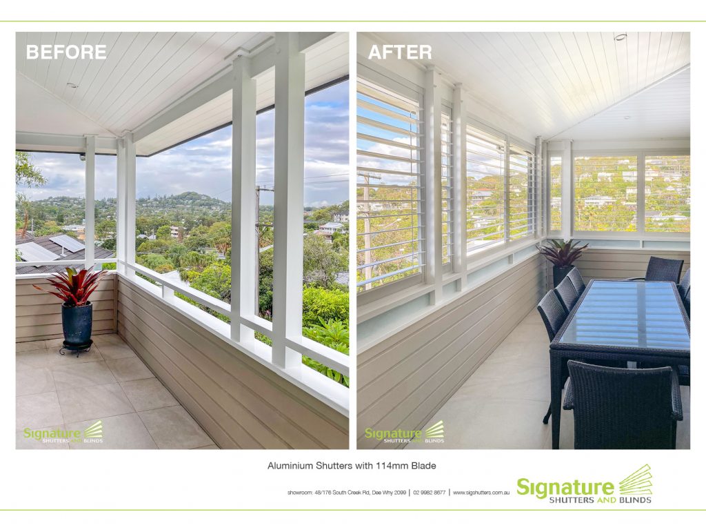 Before and After - Fixed Aluminium Shutters - Newport
