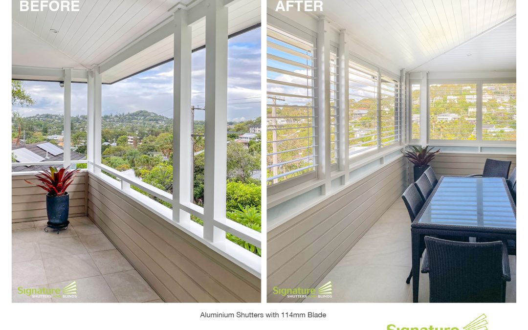 Before and After – Fixed Aluminium Shutters – Newport