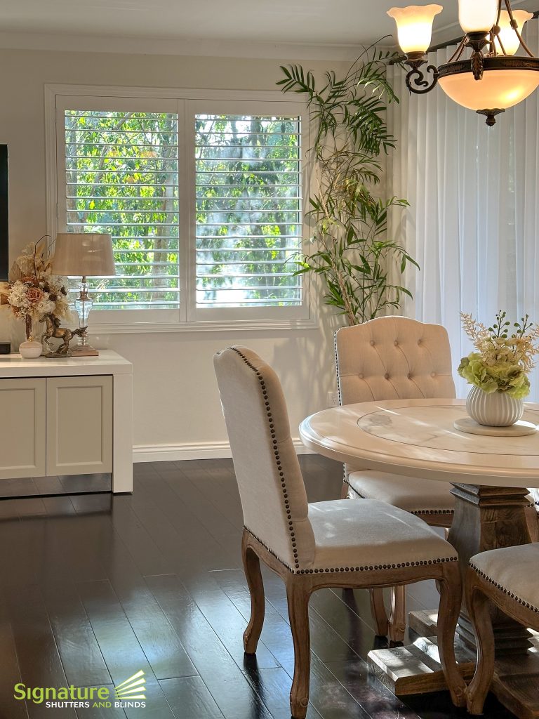 Curtains and Shutters in Dining Room