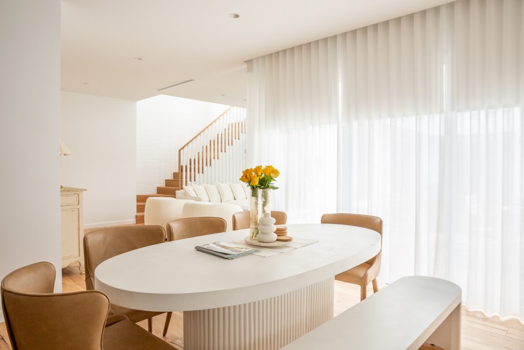 Dining Room With Sheer Curtains and BLockout Blinds