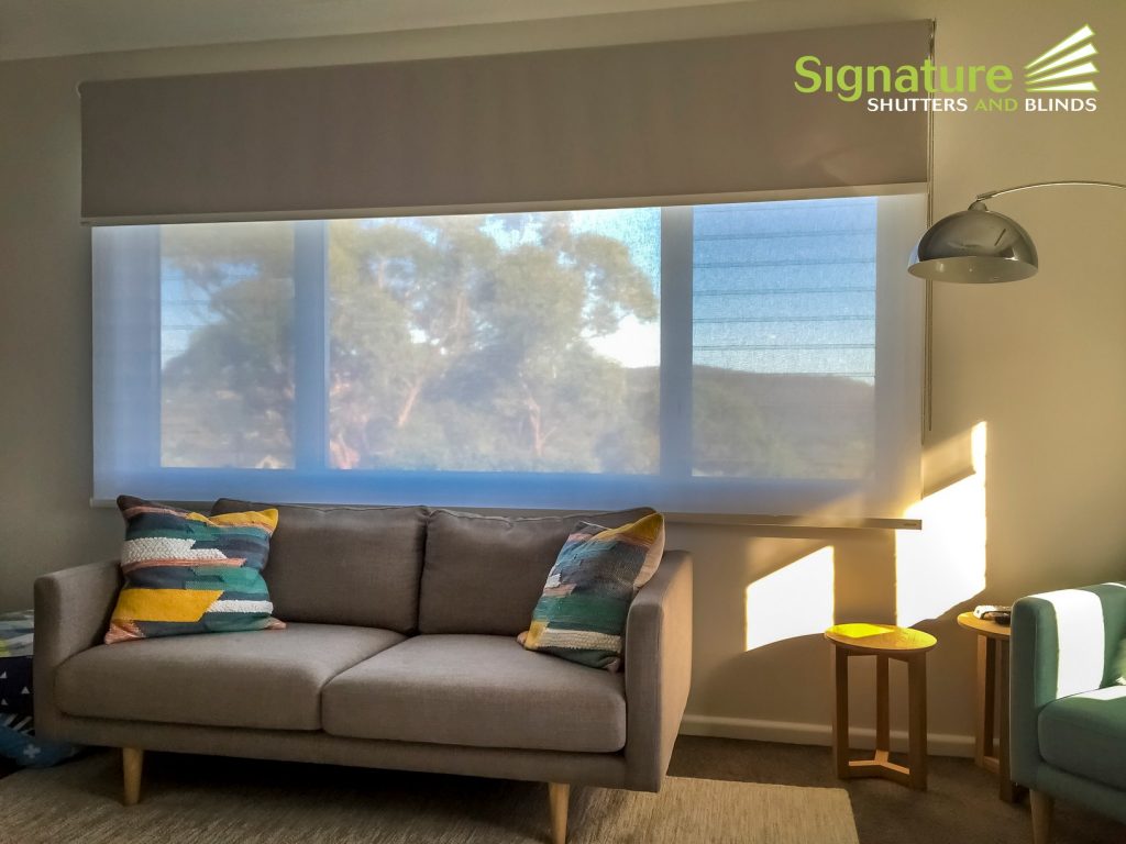 Dual Roller BLinds in Lounge Room