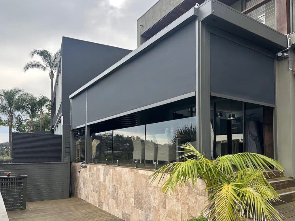 External ZipScreen Blinds Creating an Outdoor Room
