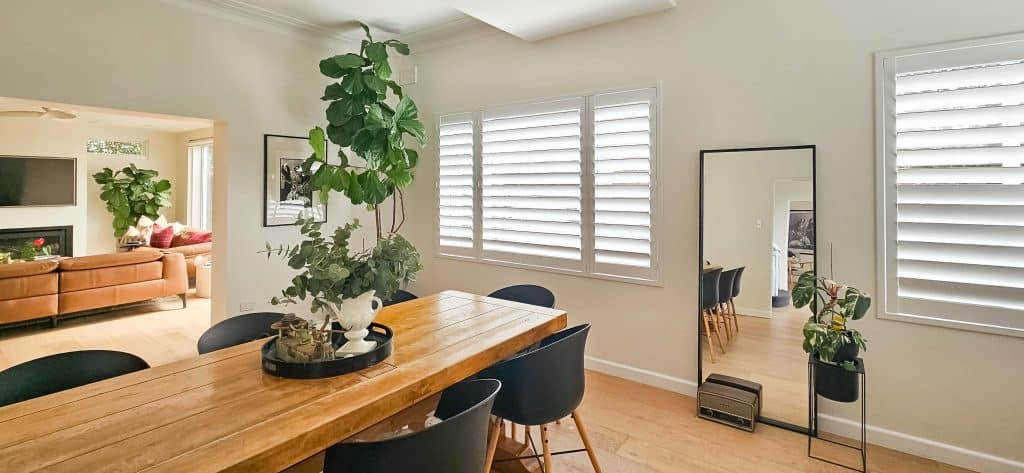 Shutters in Dining Room, Installed with Z-Frame