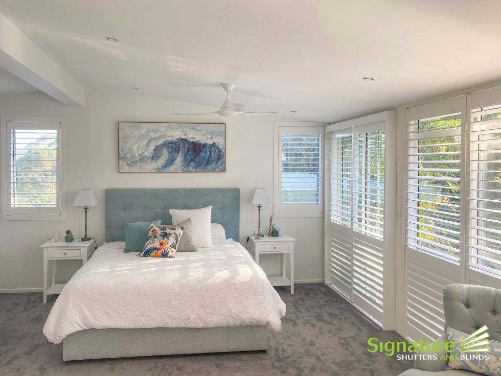 Sliding and Hinged Shutters in Bedroom - Allambie Heights